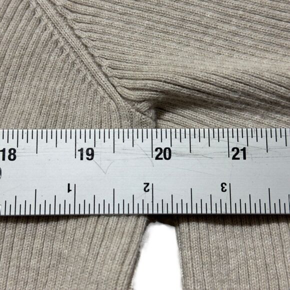 Lauren Ralph Lauren Sweater Women's 1X Beige Ribbed Knit Lace-Trim Snap Henley - Picture 6 of 6